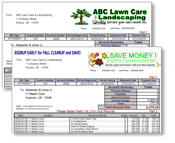 GroundsKeeper Pro Software Invoice Forms