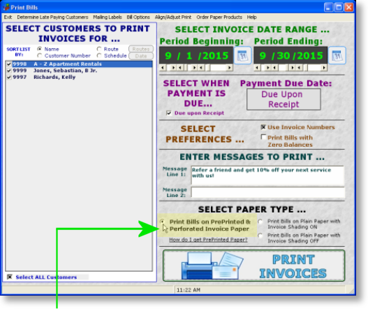 GroundsKeeper Pro Software PrePrinted Invoice Paper